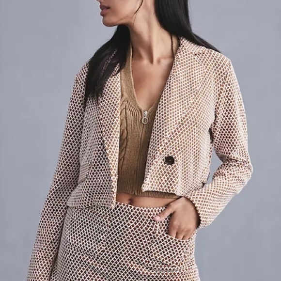 Maeve Jackets & Blazers - Anthropologie Maeve Cropped Knit Arabesque Blazer